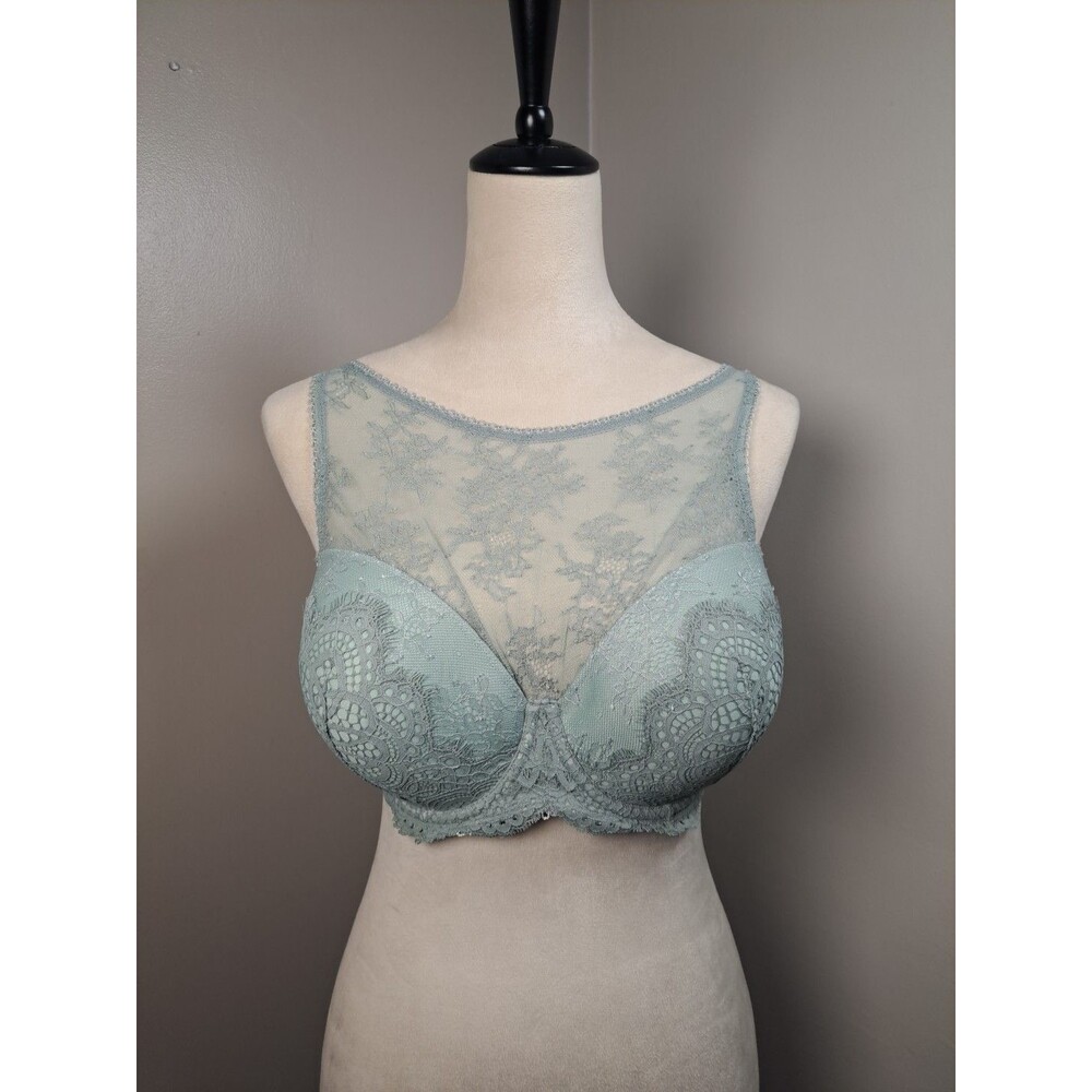 Victoria Secret Dream Angels Demi Lined Lace High Neck Bra 34DDD Sexy Coquette